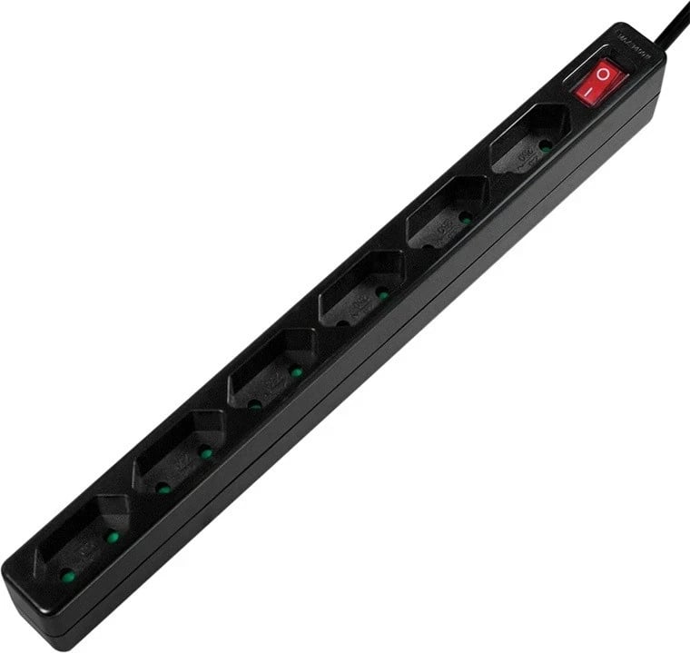 Kabllo vazhduese Logilink, 6 priza, 1.5 m, e zezë