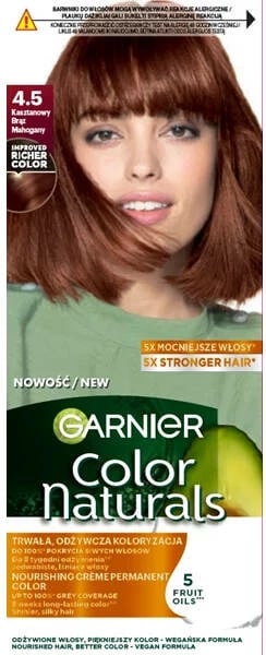 Ngjyrë për flokë Garnier Color Naturals 4.5 Chestnut Brown për femra, 1 copë
