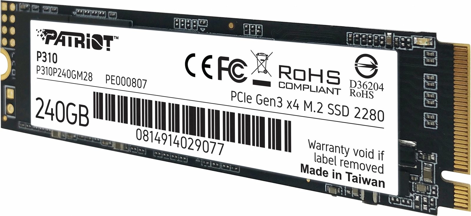 SSD M.2 Patriot P310 240GB PCIe 3.0 x4 NVMe 1.3