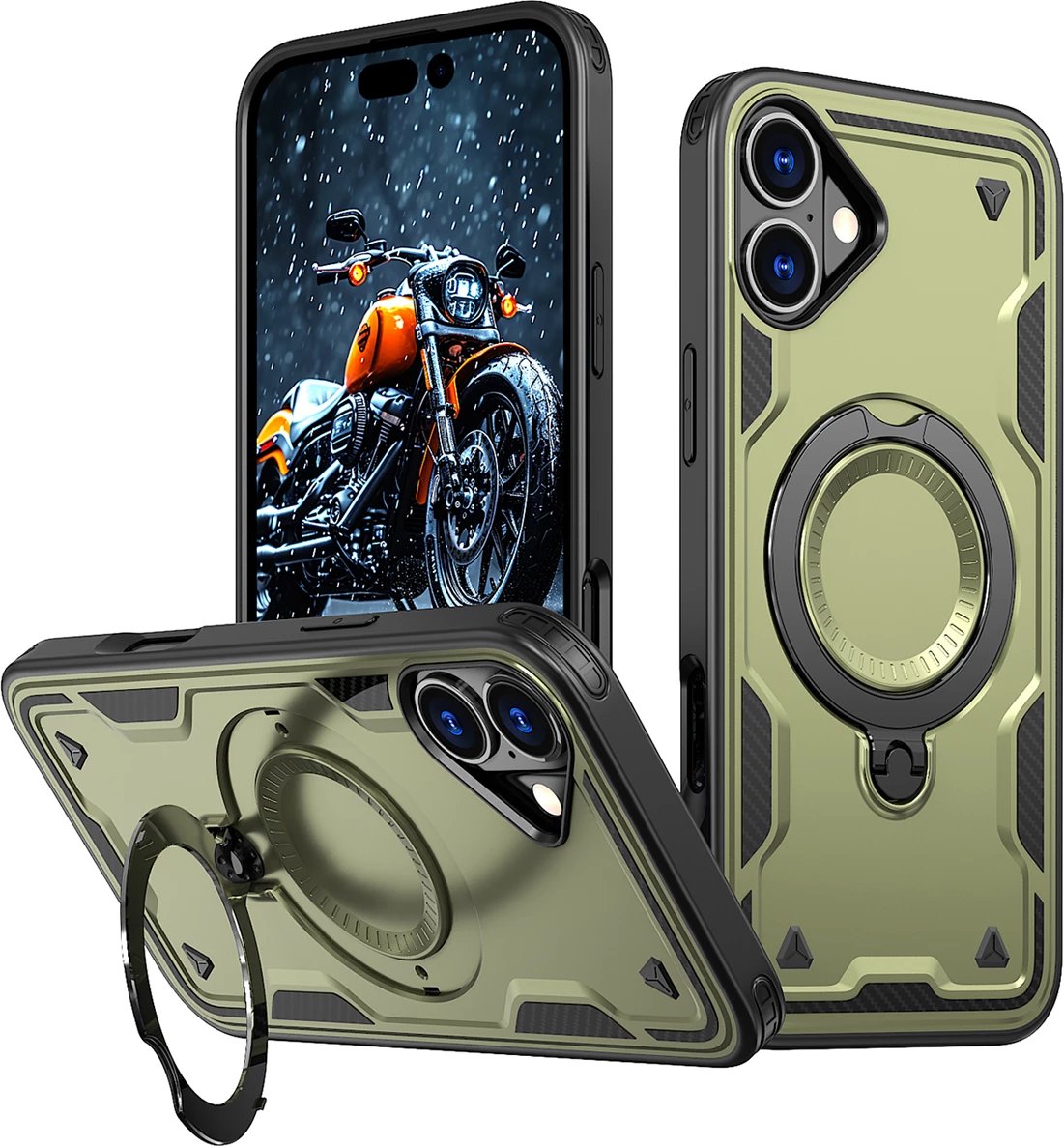 Mbështjellës Hurtel Hybrid Armor Trendy me MagSafe për iPhone 16, Jeshil