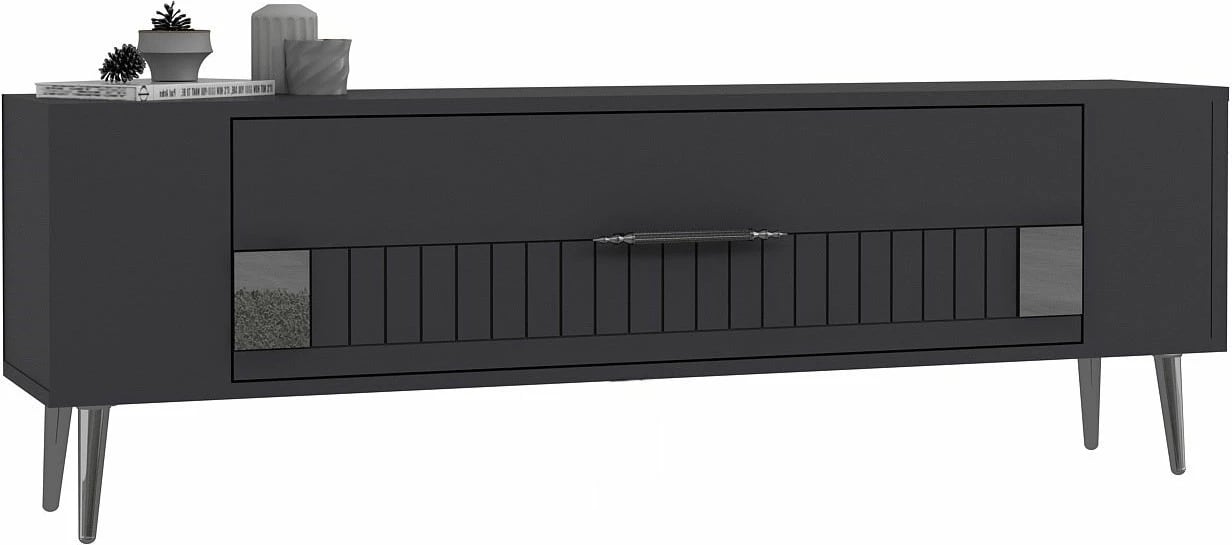 Komodë TV Skye Decor, Retrolp4, antracit, argjend