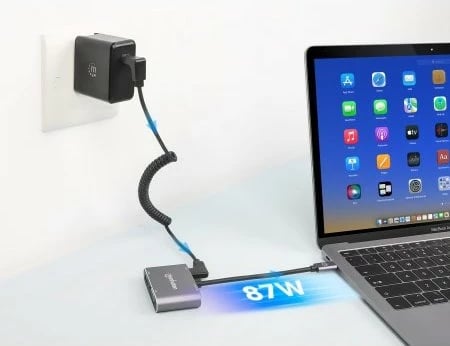 Adapter MANHATTAN USB-C në HDMI & VGA 4in1, Power Delivery, gri