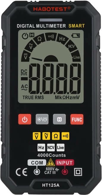 Multimetër digjital Habotest HT125A, 4000 matje, me NCV, Live Test, i zi