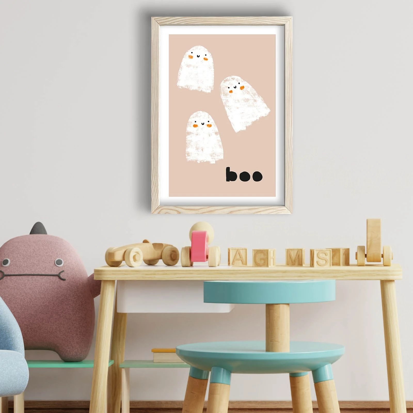 Pikturë dekorative me kornizë MDF, Wallity, 3853KCT-010, ngjyrë e bardhë dhe pudër, 38x53cm