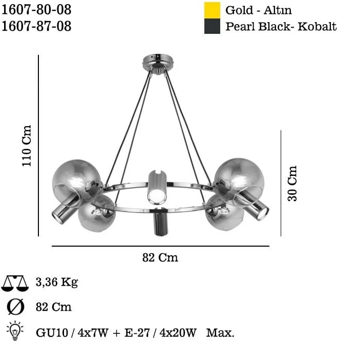 Llambë tavani Opviq, Zerde - 87-08, ngjyrë llak antik