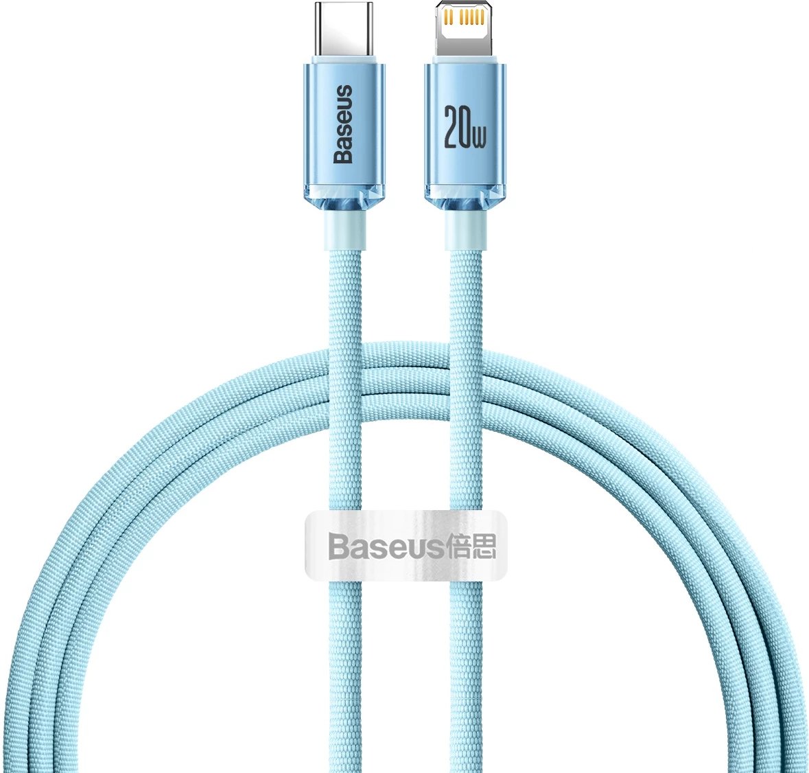 Kabllo Baseus Crystal Shine, USB-C në Lightning, 1.2m, 20W, Kaltër