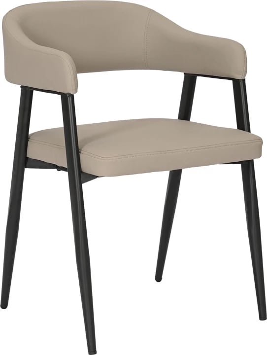 Karrige e ulët Sezan, lëkurë PU, ngjyrë gri-bezhë, 56x55x78cm