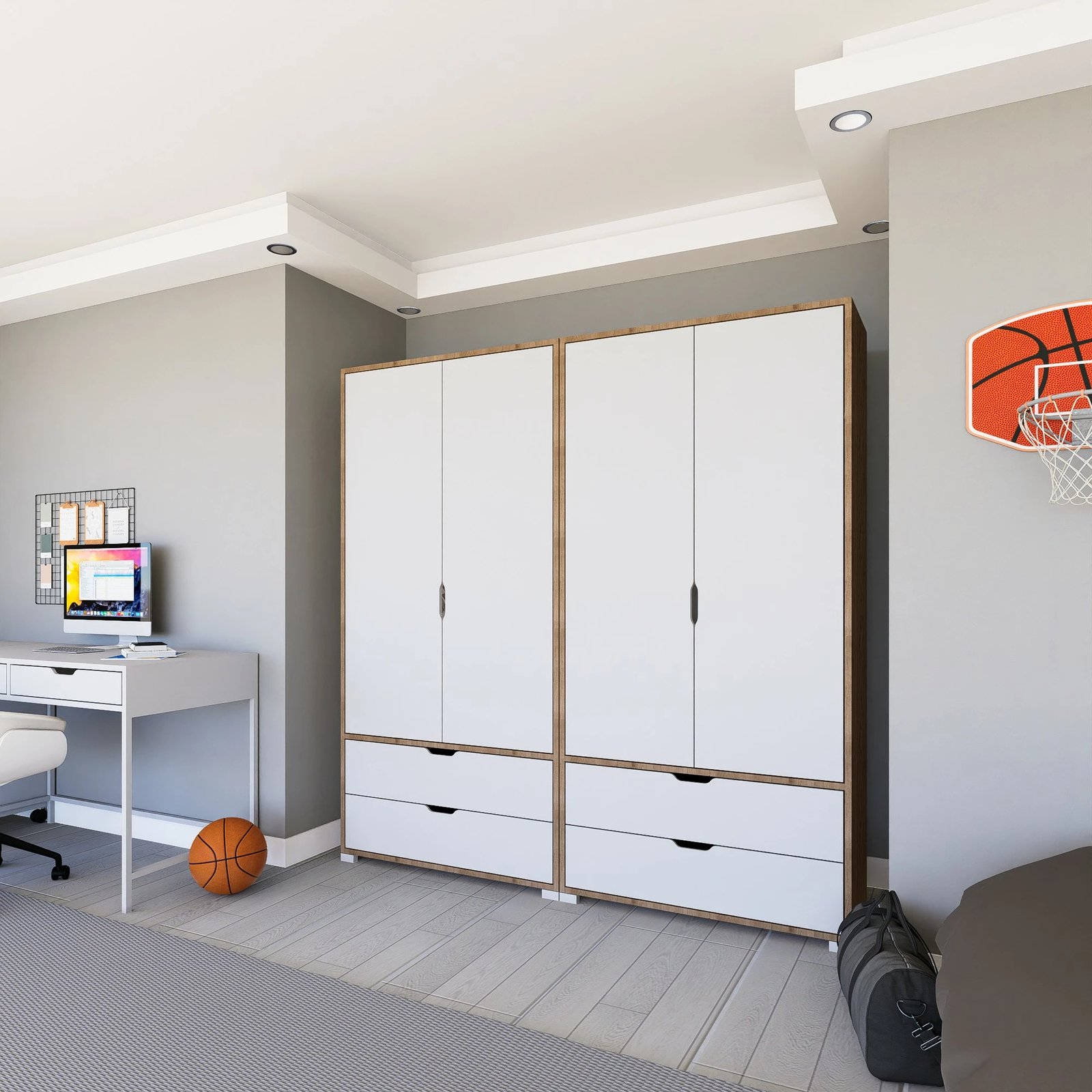 Dollap Skye Decor, ngjyrë arrë e çelët dhe e bardhë, Nisan 1600-021