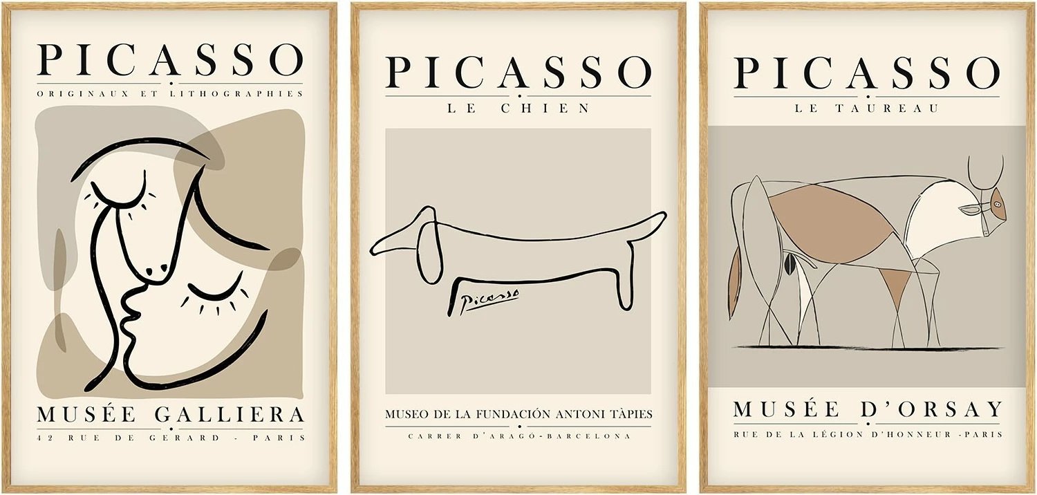 Pikturë dekorative me kornizë MDF (3 copë), Wallity, Huhu253, 30x40