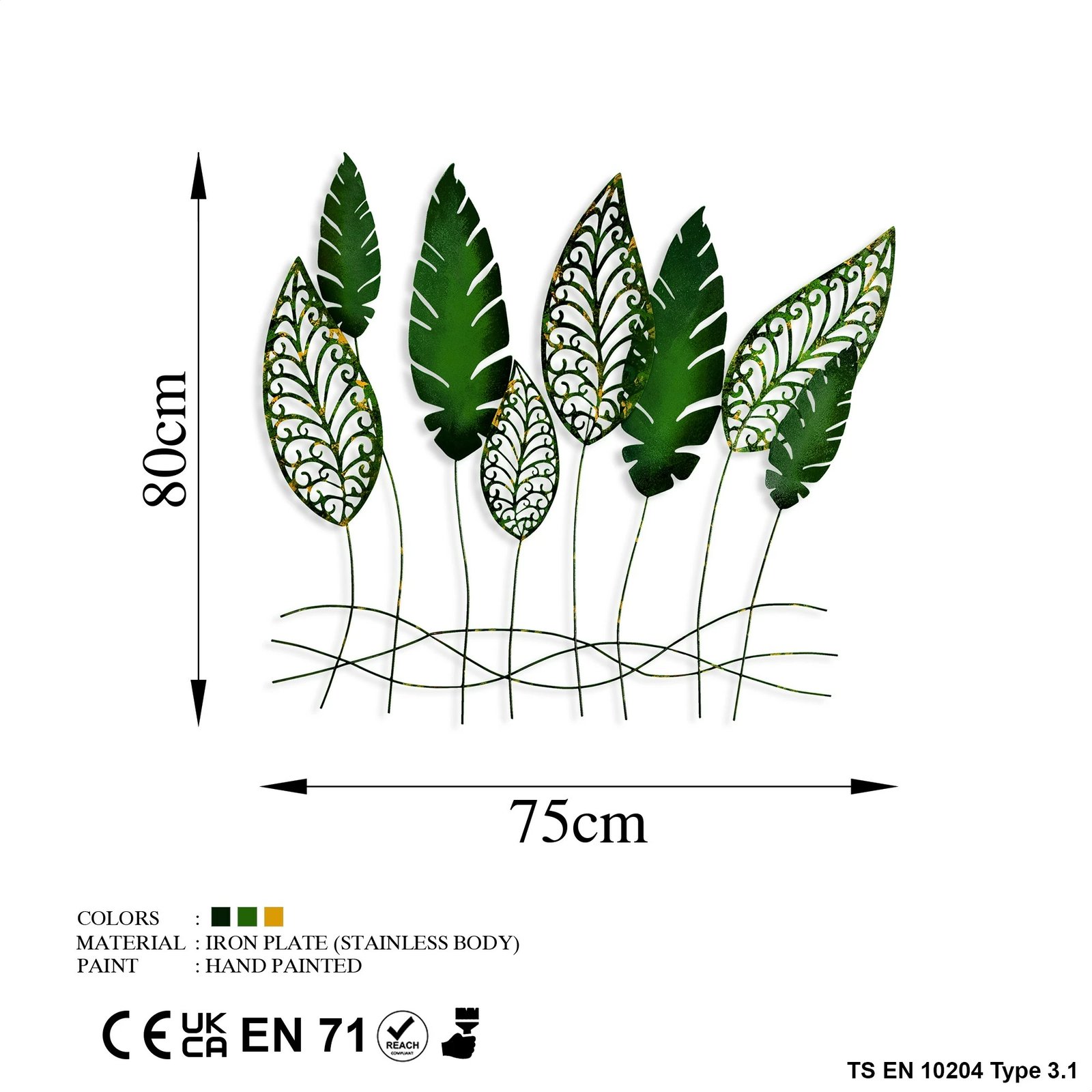 Aksesori dekorativ metalik për mur Wallity, Kosmer 3, shumëngjyrësh, 75x80cm