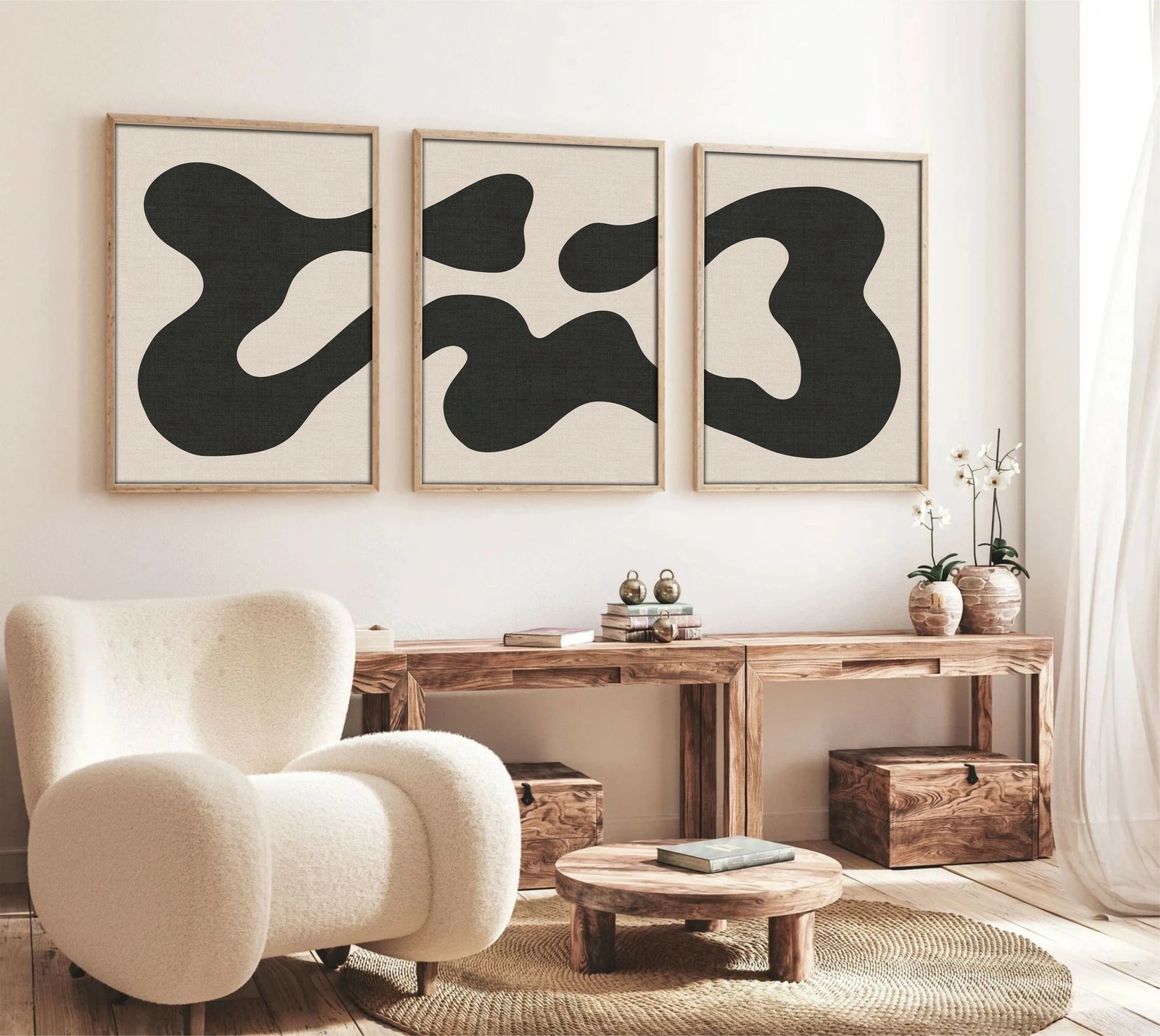 Pikturë dekorative me kornizë MDF (3 copë), Wallity, Huhu199, 50x70