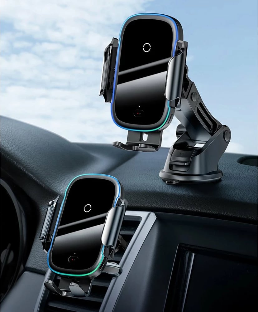 Mbajtës elektrik Baseus WXHW03-01 me karikim wireless Qi 15W, i zi