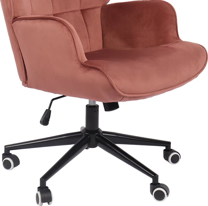 Karrige rrotulluese Lobima, kadife ngjyrë mollë e kalbur, bazë e zezë, 71x68x104cm