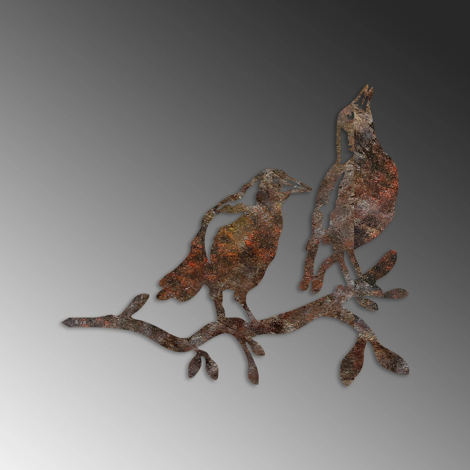 Objekt dekorativ për kopsht, zogj në degë, ngjyrë kafe, Aberto Design, 45x39cm