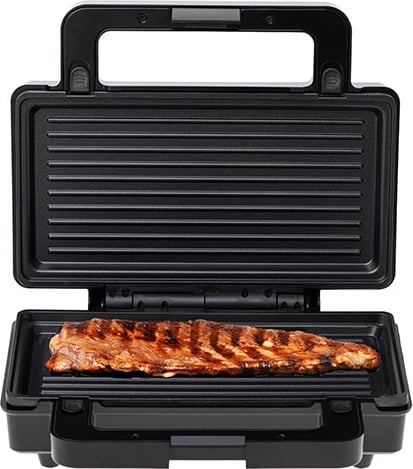 Toster sanduiçash 2-në-1, Adler AD 3073, pllaka të këmbyeshme sanduiçi dhe grill, shtresë jo-ngjitëse, 1000–1400W, i zi