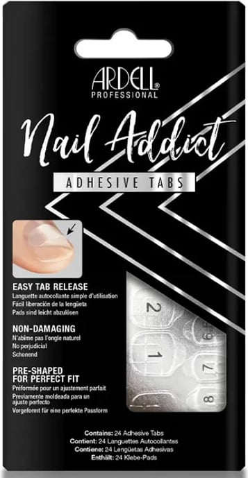 Shirita ngjitës për thonj Ardell Nail Addict Adhesive Tabs, 24 copë