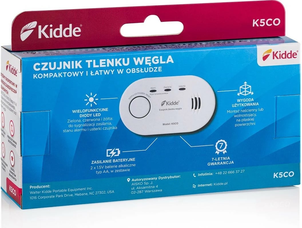 Detektor monoksidi KIDDE K5CO, i bardhë