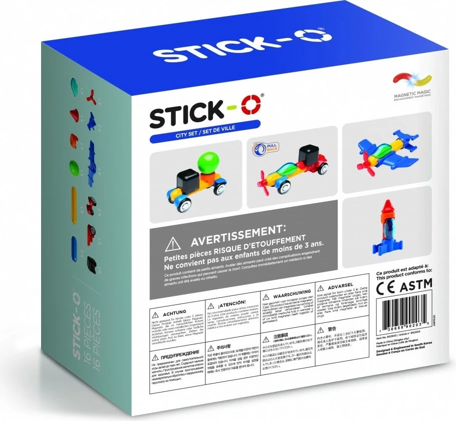 Set lodrash magnetike Magformers Stick-O Urban, 16 pjesë Set lodrash magnetike Magformers Stick-O Urban, 16 pjesë