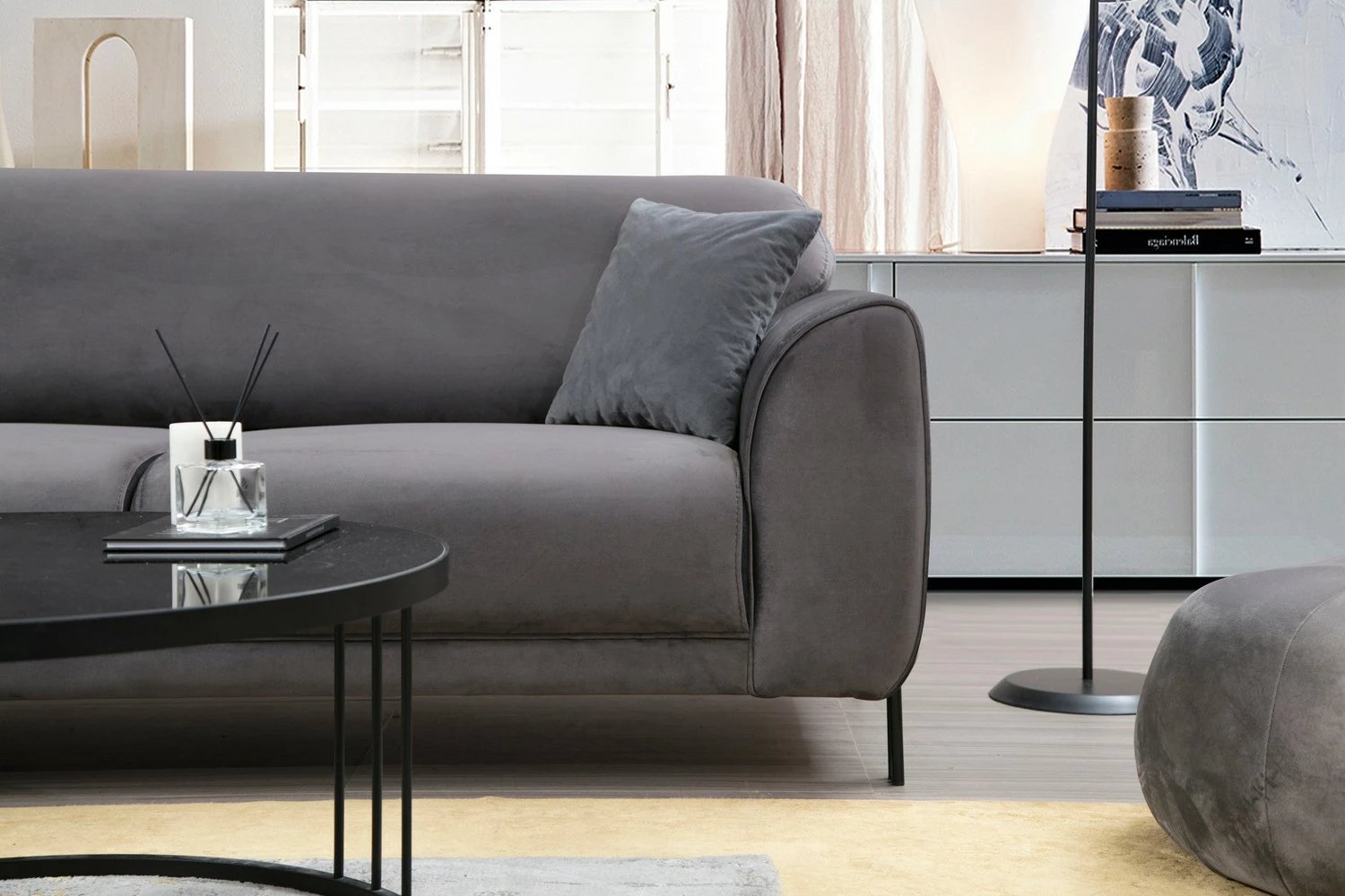 Kënd divan-krevat Atelier del Sofa, këndi majtas, anthracite