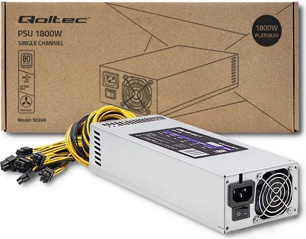 Burimi i Energjisë Qoltec 50349 PCI-E 1800W, 80 Plus Platinum për Lojëra dhe Miniera