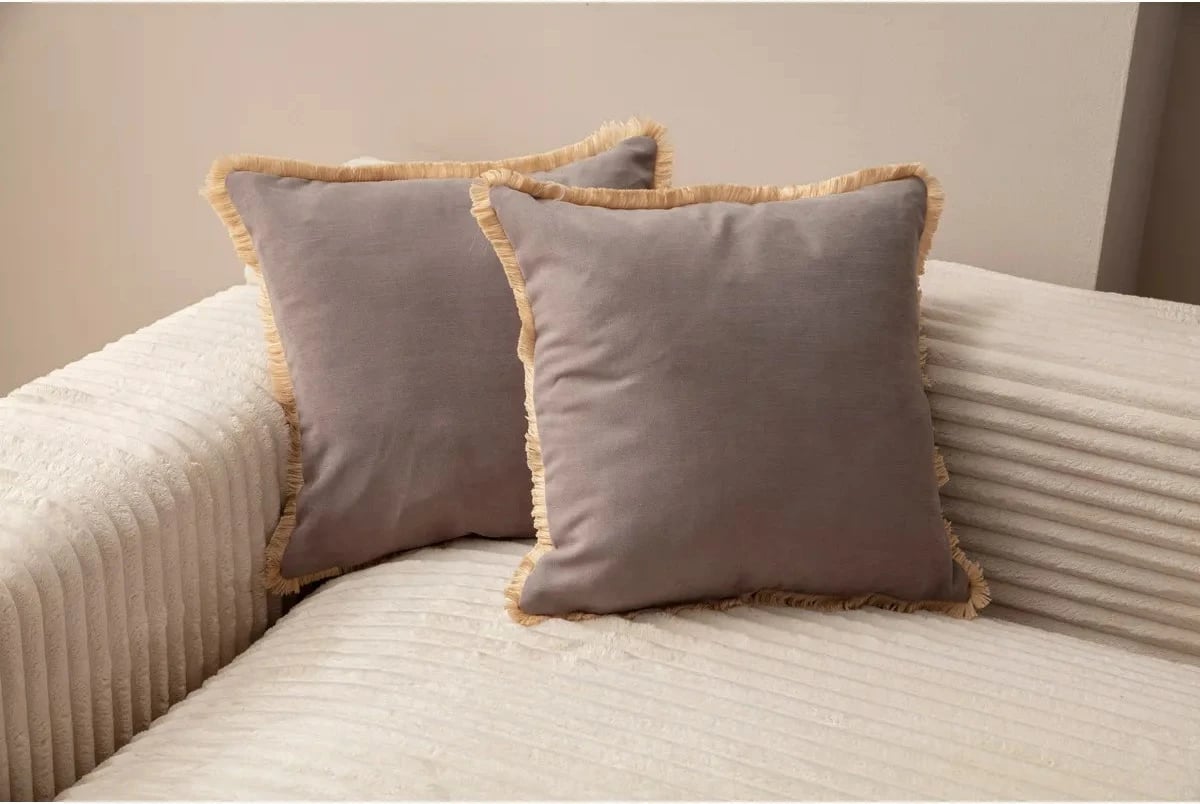 Set mbulesash për jastëk (2 copë), Evila Originals, me fije dekorative, ngjyrë gri v1