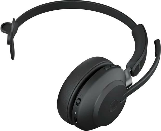 Kufje me mikrofon wireless, Jabra, Evolve2 65 MS Mono (26599-899-999), Bluetooth, rreze 30 m, bateri 37 orë, e zezë