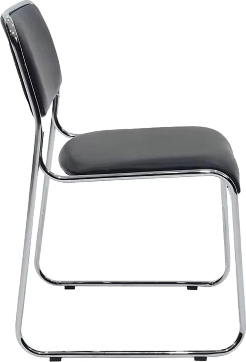 Karrige për mysafirë, e grumbullueshme, Randin, e zezë, këmbë kromi, 42x44x77cm