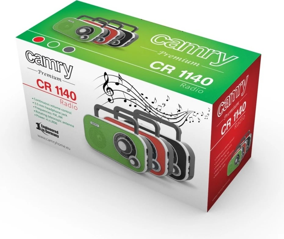 Radio portative Camry CR1140R AM/FM mono, minijack 3.5 mm, AC ose 4x R14, e kuqe