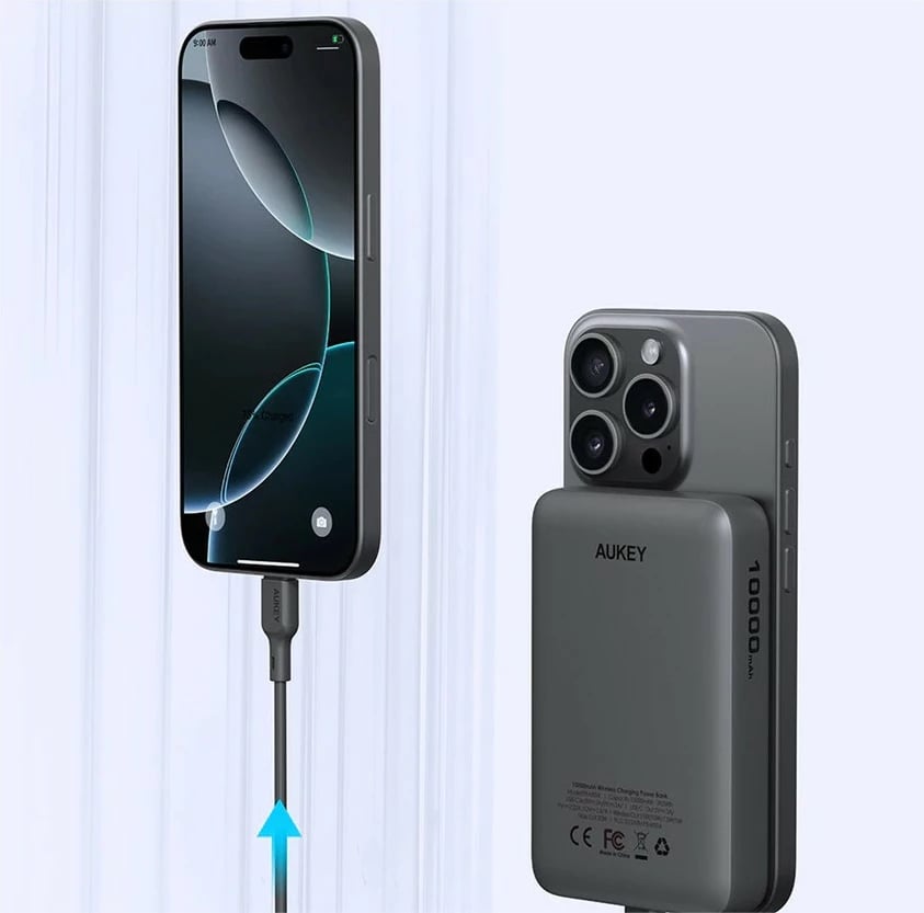 Power bank AUKEY PB-MS04 MagFusion Slim 10000mAh, MagSafe, 20W, Gri