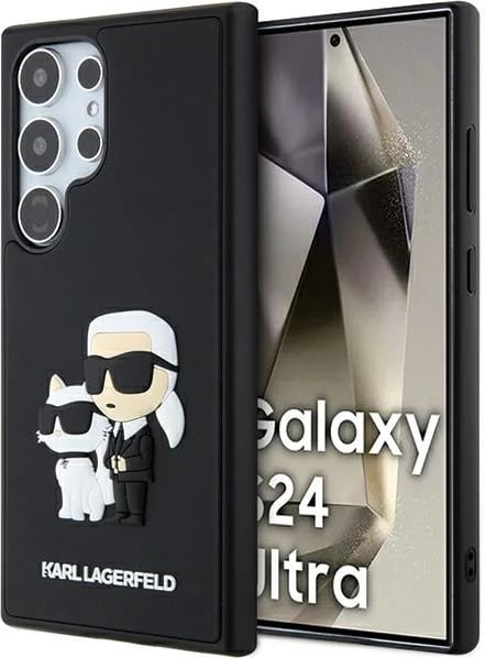 Mbështjellës Karl Lagerfeld 3D Rubber Karl & Choupette për Samsung Galaxy S24 Ultra, i zi