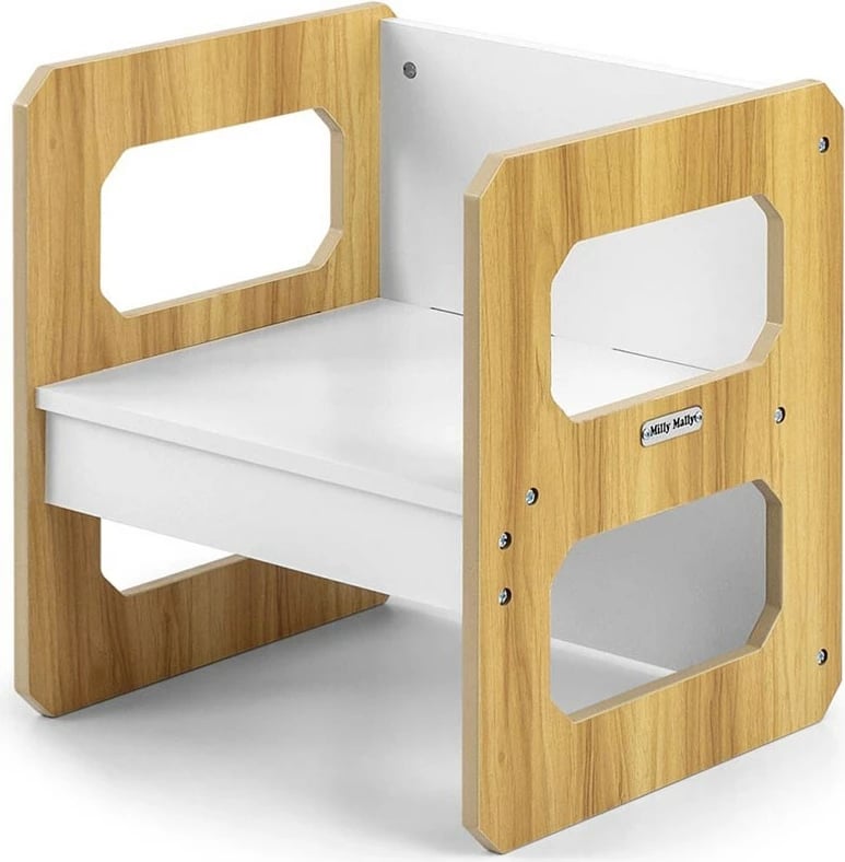 Set mobilje 3‑në‑1, Milly Mally Stella, tavolinë + karrige, modulare, MDF, për fëmijë 3–6 vjeç, Natural