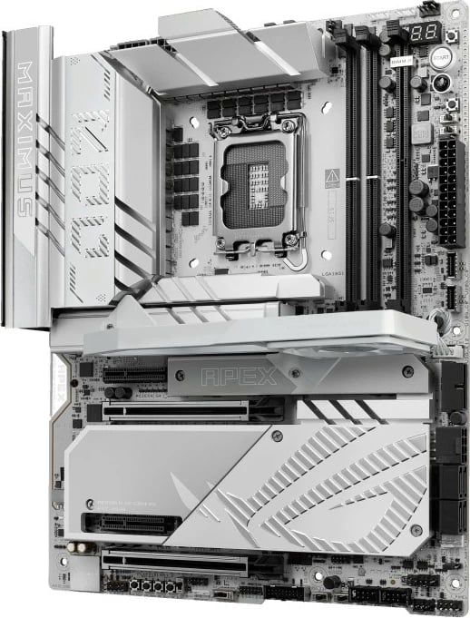 Pllakë amë, Asus ROG Maximus Z890 Apex, LGA1851, Intel Z890, ATX, 2x DDR5, PCIe 5.0 x16, Thunderbolt 4, Wi‑Fi 7, argjendtë gri