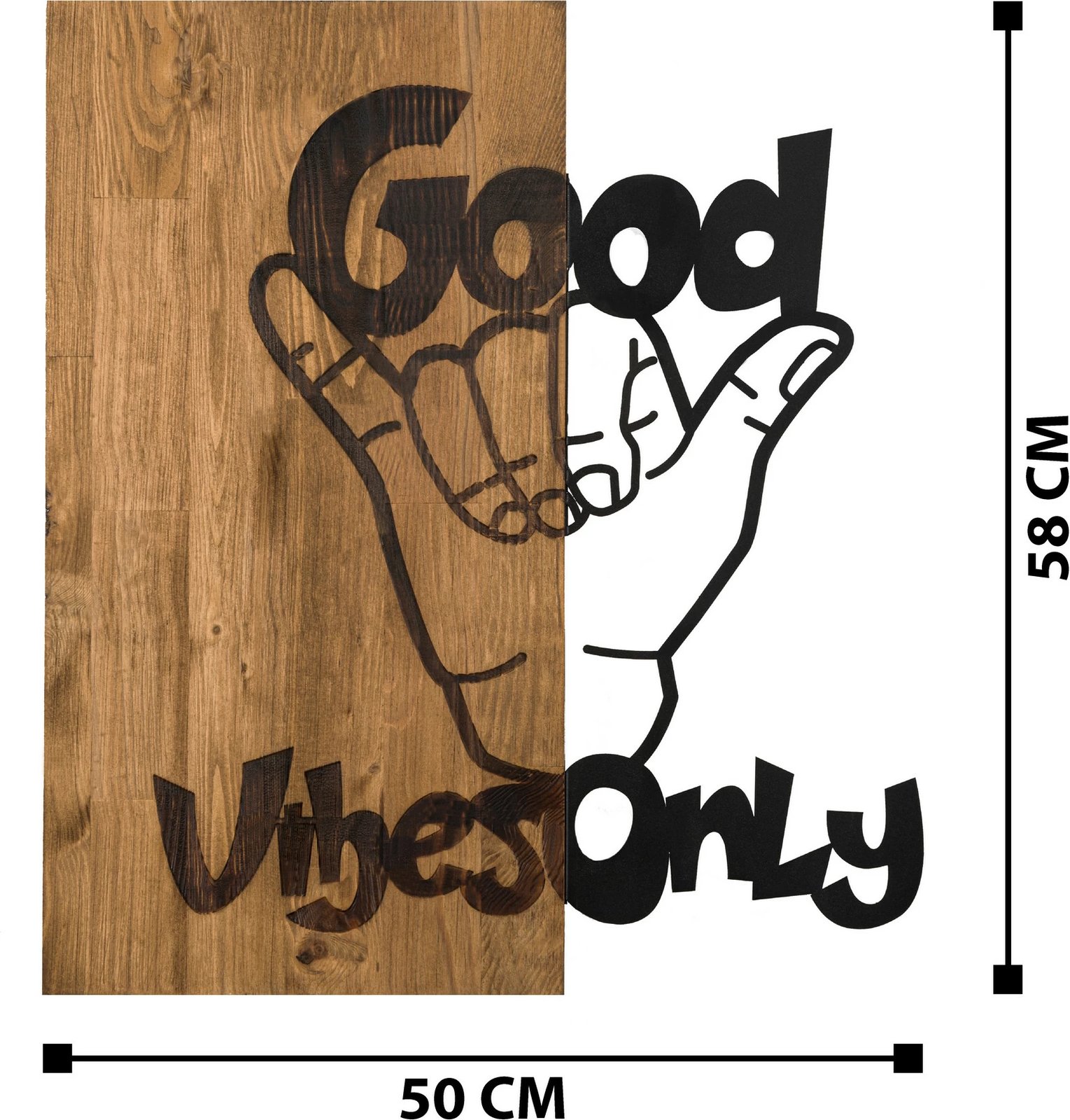 Aksesor dekorativ për mur, dru, Wallity, Good Vibes Aksesor dekorativ për mur, dru, Wallity, Good Vibes