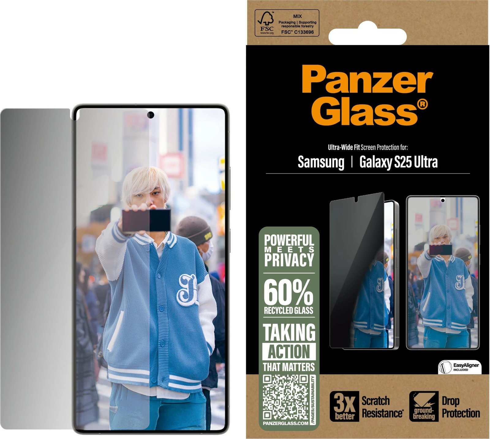 Mbrojtës ekrani privacy PanzerGlass për Samsung Galaxy S25 Ultra, transparent