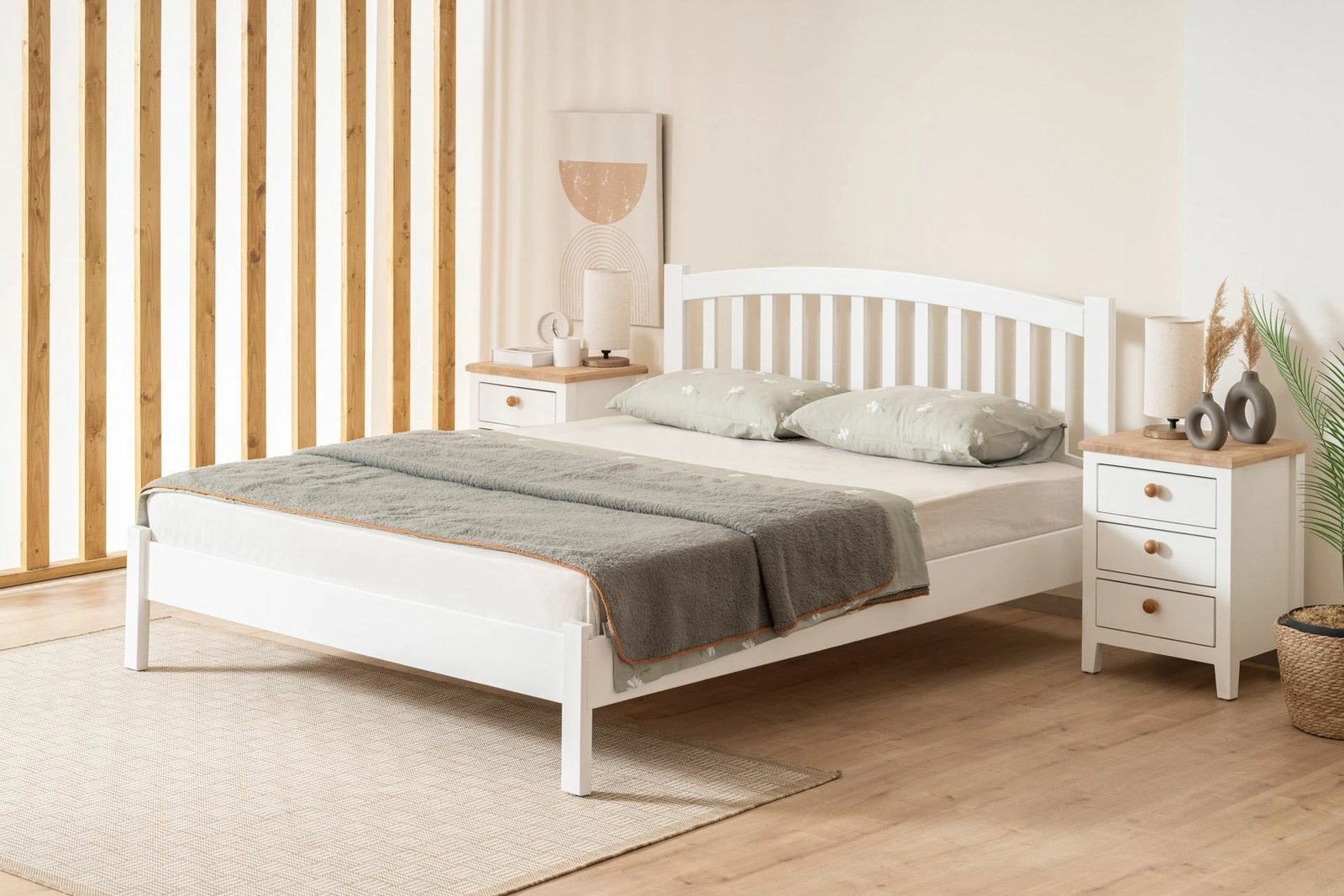 Krevat dopio Hanah Home, Nil Modern Country, 120x200 cm, i bardhë