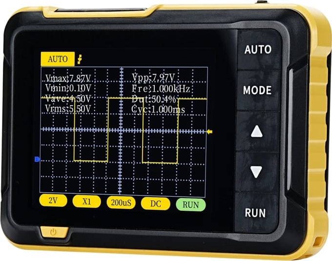 Osciloskop portabël mini, FNIRSI, DSO152, 2.5MS/s, brez 200kHz, ±400V, ekran 2.8", bateri 1000mAh, USB-C, me probë dhe kabllo