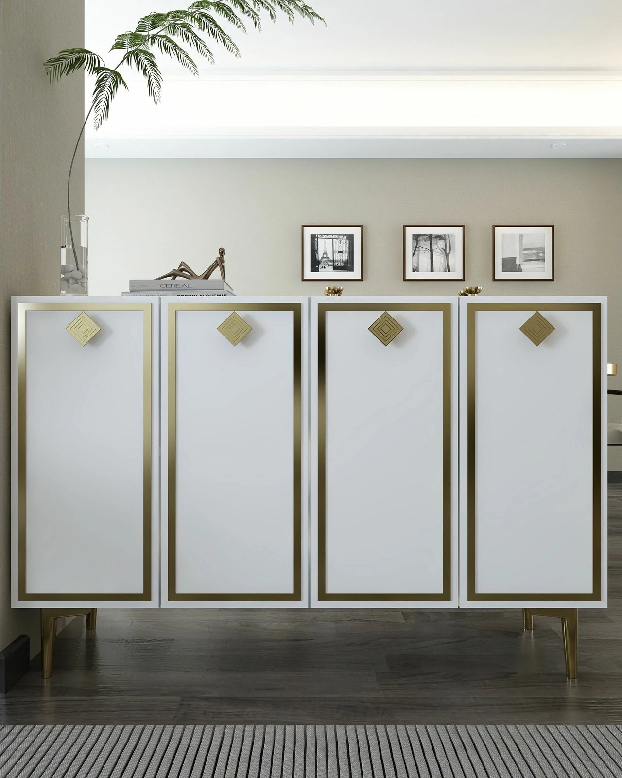 Konsolë Skye Decor, e bardhë dhe ari, 8159KM-1