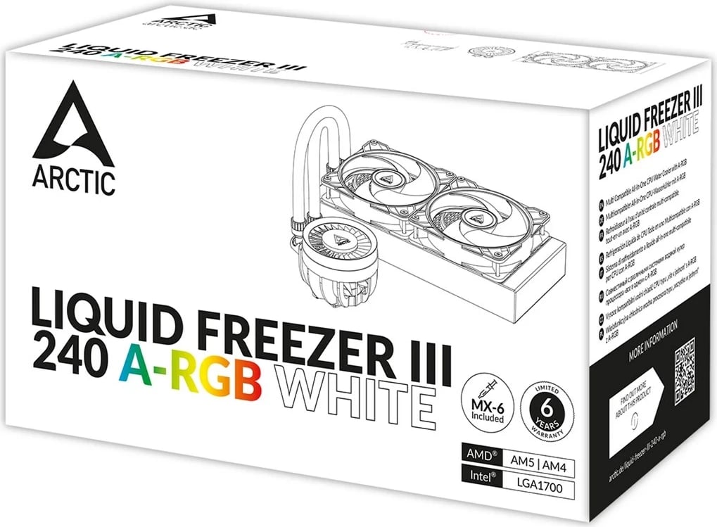 Ftohës uji për CPU Arctic Liquid Freezer III 240 A-RGB, i bardhë