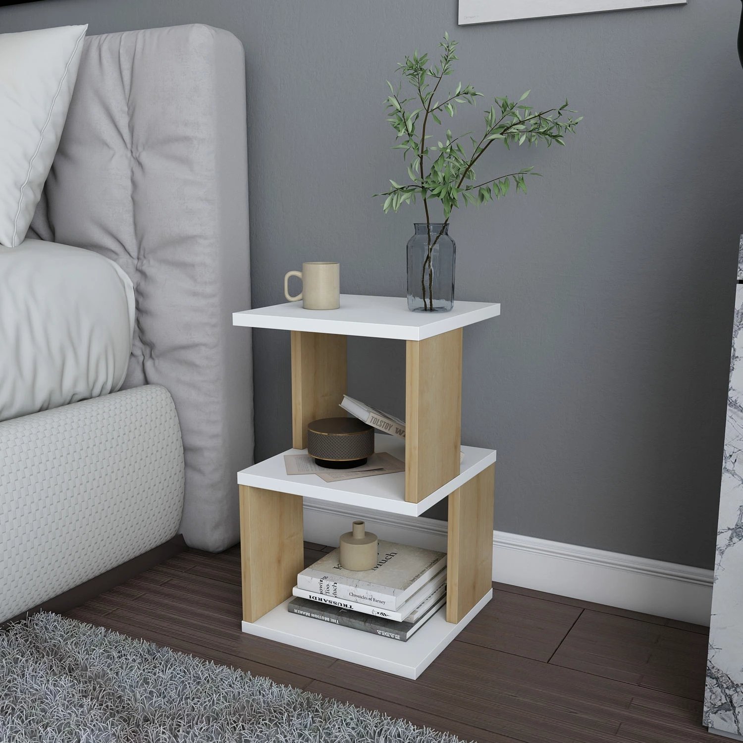 Komodinë Hanah Home, Carter, e bardhë dhe lis