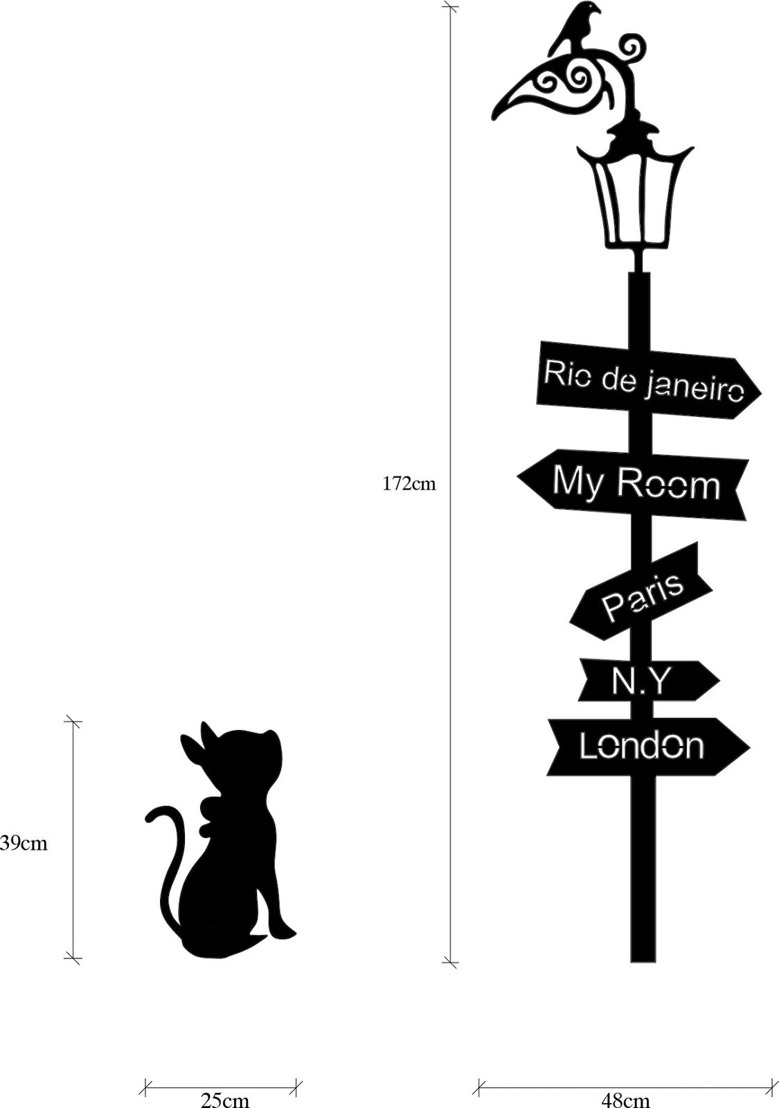 Aksesor dekorativ metalik për mur Wallity, Where To Go?