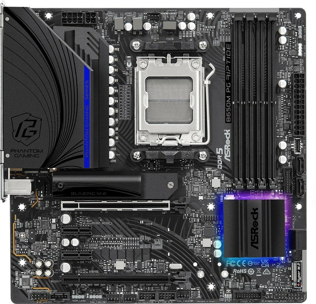 Pllakë amë ASRock B650M PG Riptide, Socket AM5, DDR5, micro ATX, e zezë