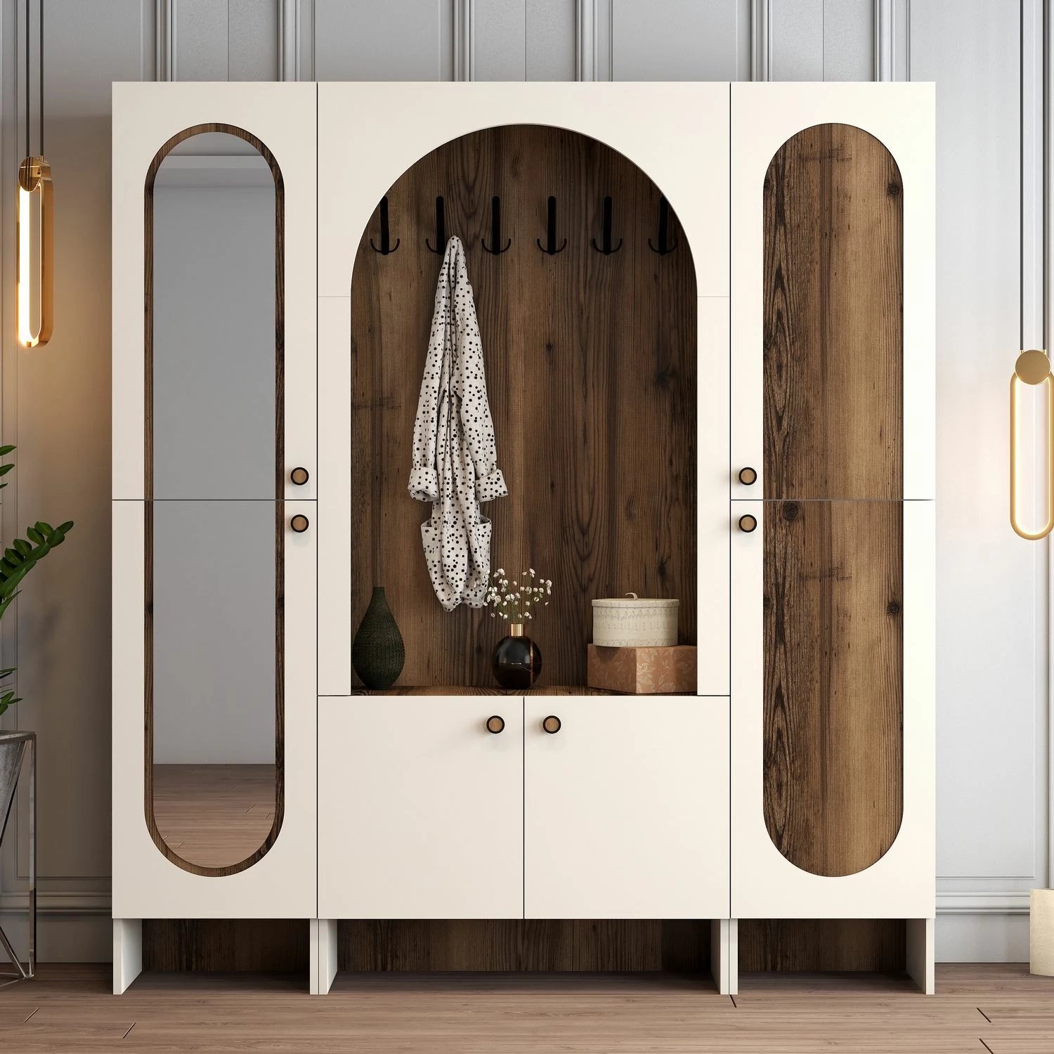 Stendë për korridor, ngjyrë krem dhe arrë, Skye Decor Palermo Klm