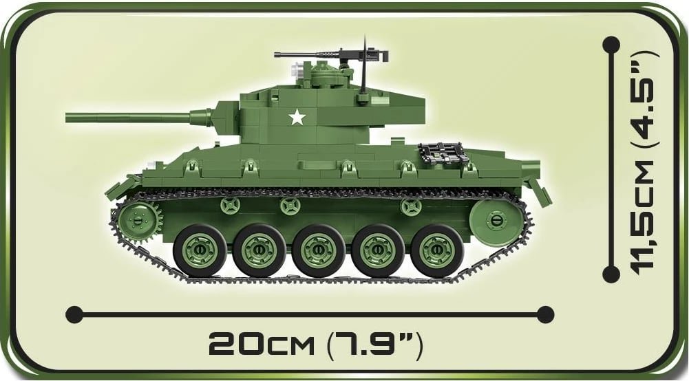Set lodrash Cobi Klocki M24 Chaffee, 590 pjesë, 2 figura, Jeshile