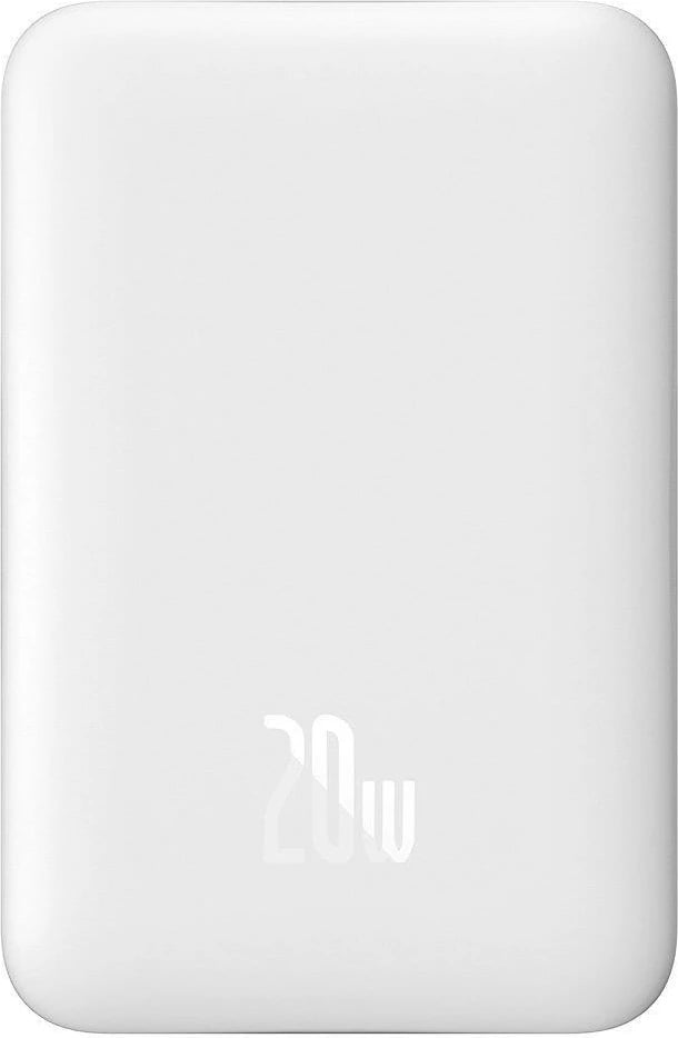 Powerbank Baseus Magnetic Mini 10000mAh, USB-C PD 20W / MagSafe 15W, i bardhë, me kabllo USB-C