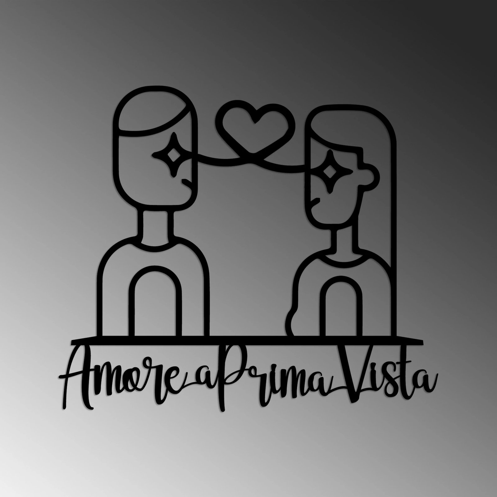 Aksesor dekorativ metalik për mur, Amore Prima Vista 4, ngjyrë e zezë, 56x49cm