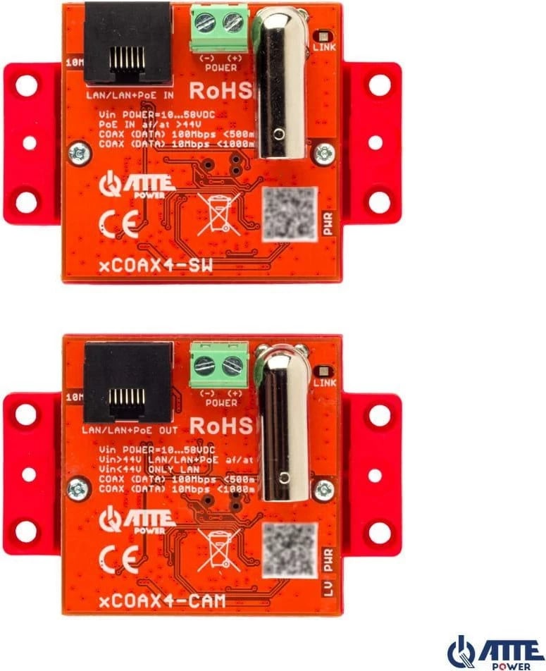 Set konvertues aktiv Atte xCOAX4-SET për Ethernet dhe PoE
