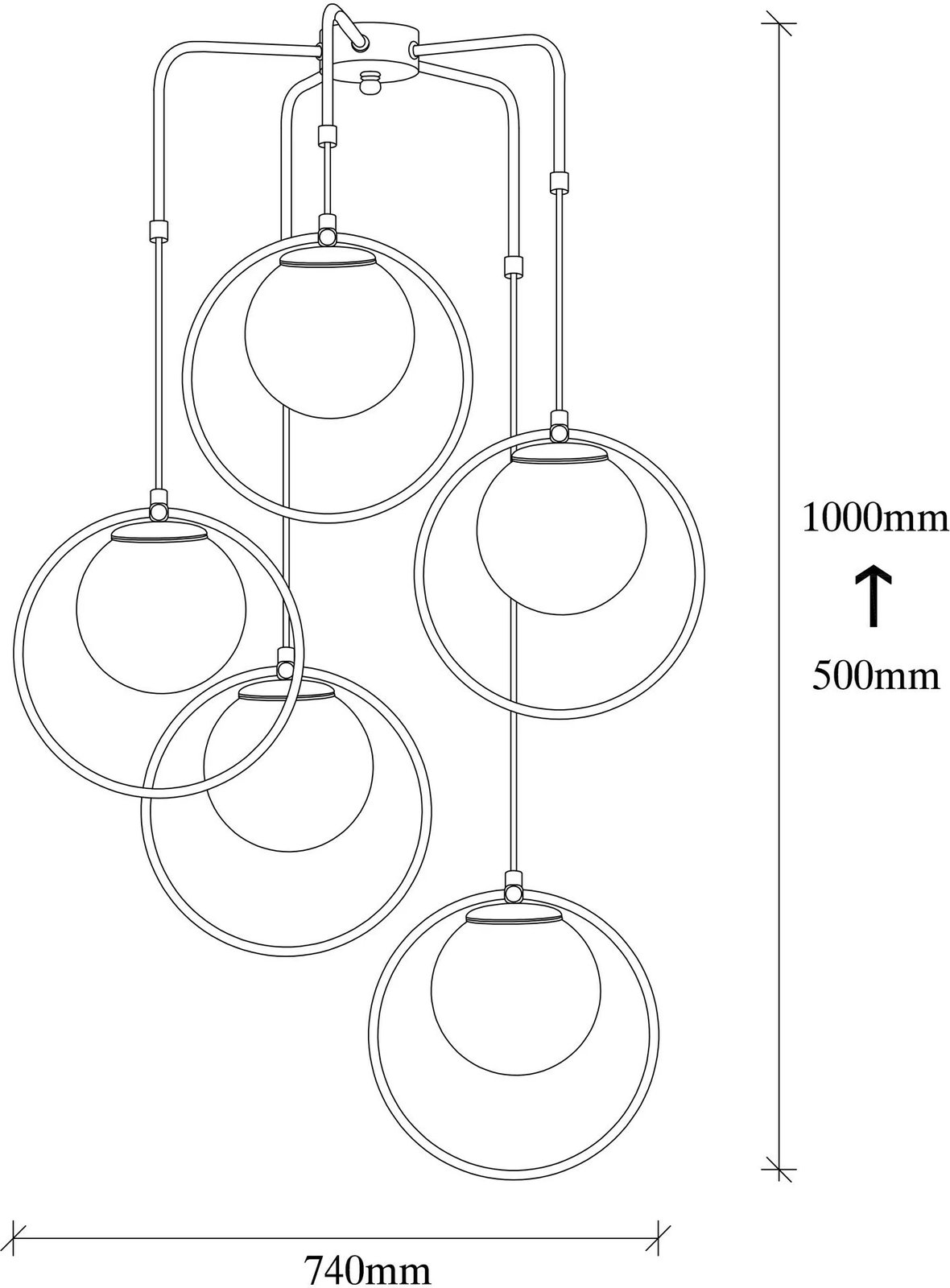Llambë tavani Opviq Dolunay, e zezë dhe e bardhë, 5 copa