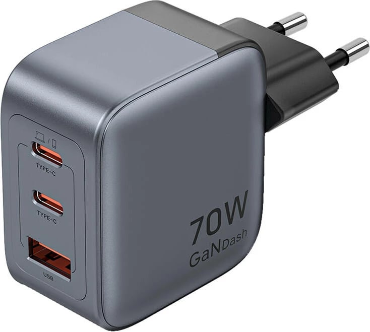 Karikues GaN Vention FEXH0-EU, 70W, 2x USB-C + 1x USB-A, Gri
