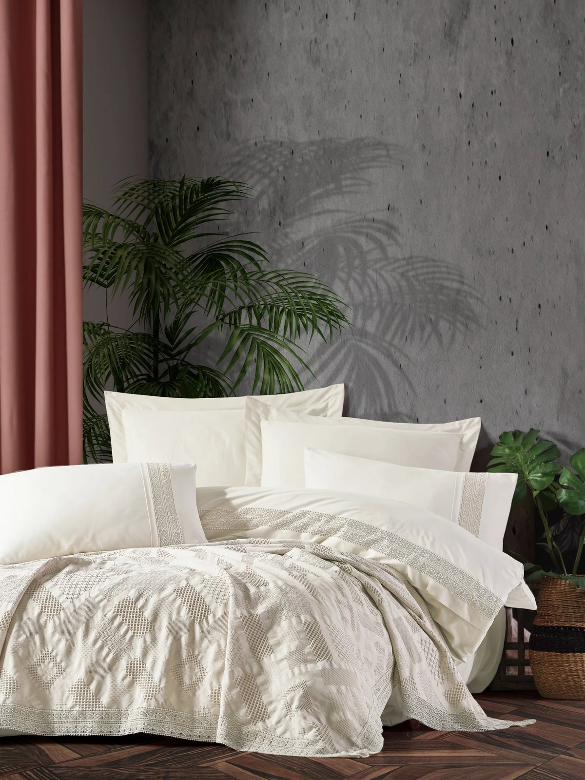 Set mbulesash për jorgan dopio, Freya, krem