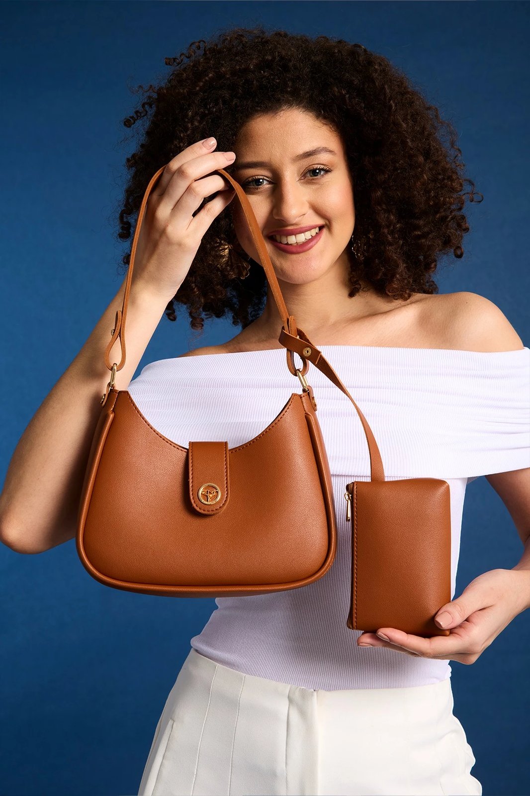 Çantë krahu Zoozie Bags, Larissa, ngjyrë kafe e hapur